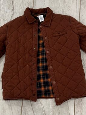 Tommy Bahama Kids Quilted Brown Jacket with Plaid Lining